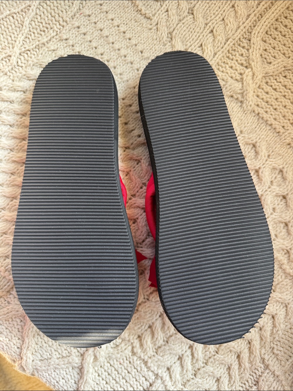 Women’s Black Sandal with Red Floral Accent - Picture 3 of 4
